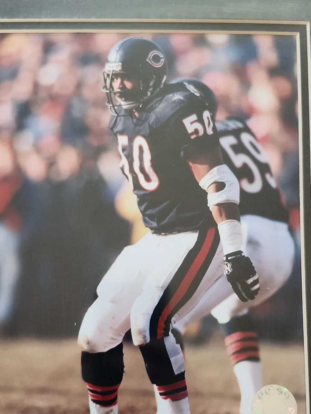 NFL Chicago Bears #50 Singletary Framed Sports Photo - Black Matted Display